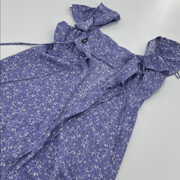 Zara lilac floral print dress milkmaid mini feminine flowy casual M - Picture 8 of 8